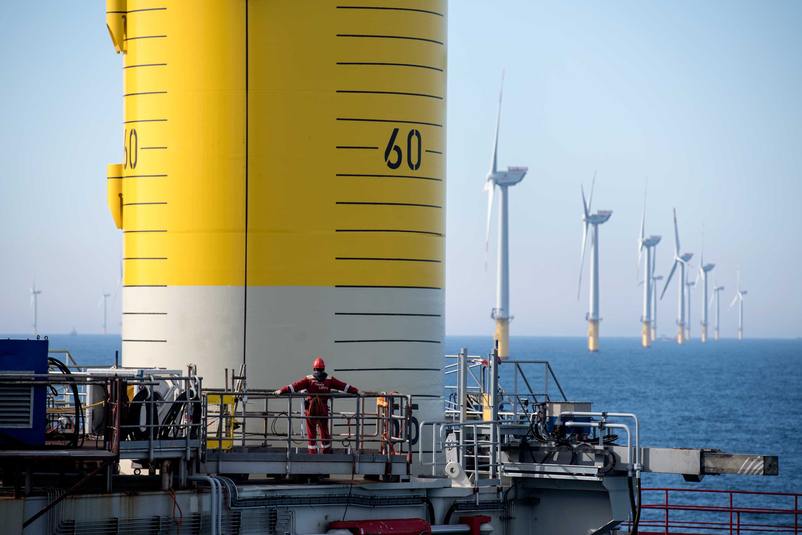 Offshore worker on offshore wind turbine