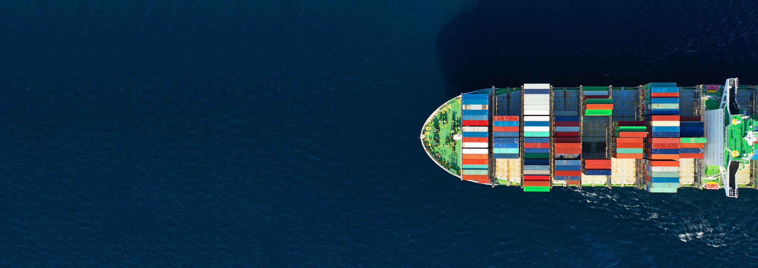 Aerial view of container ship