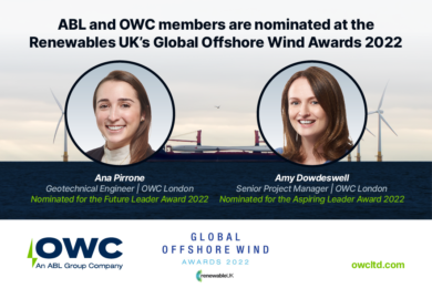 ABL and OWC staff are nominated for awards at the RenewableUK’s Global Offshore Wind Awards 2022