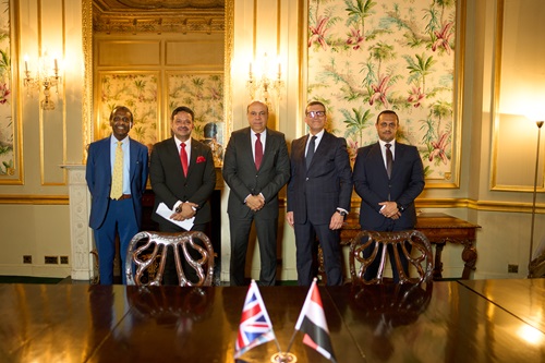 RV Ahilan, Chief Energy Transition Officer for ABL Group, Tamer Gamil, Country Manager to ABL Egypt, Dr Sameh Ahmed El-Henfy, the Minister of Aviation for Egypt, Mr Sherif Ahmed Mahmoud Kamel, His Excellency the Ambassador for Egypt to the UK, and Eng. Aiman Arab, the Chairman of EHCAAN. 