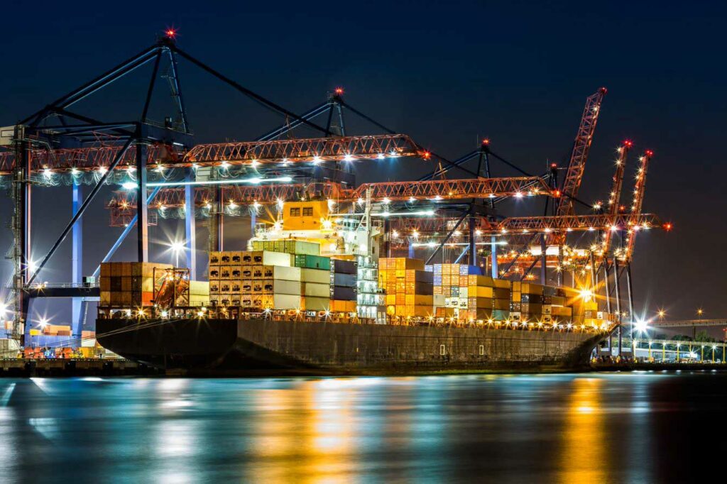 Container ship at port