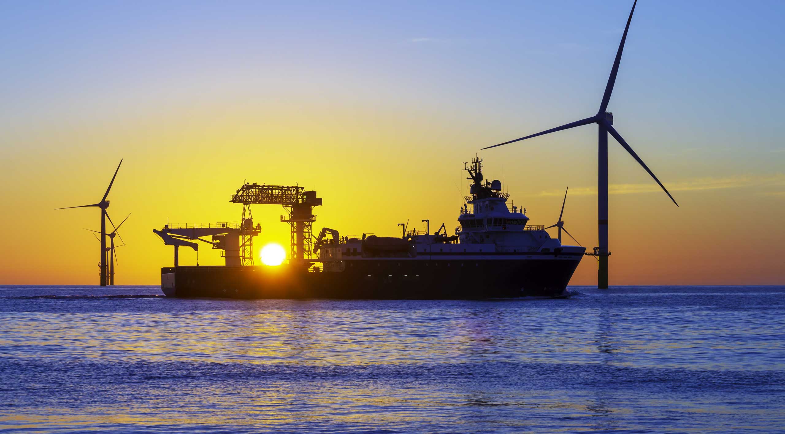 Offshore wind turbines and ship
