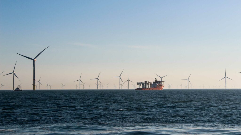 offshore wind farm and ship